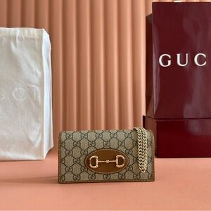 Gucci Brown GG Canvas Chain Wallet